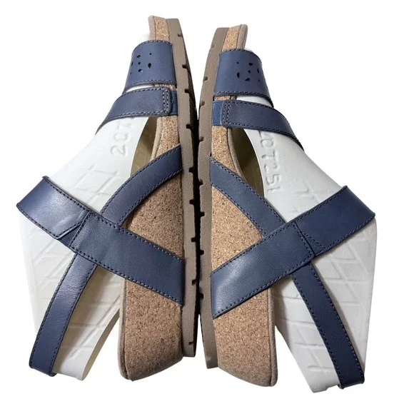 Earth Origins Kendra Khloe Sapphire Blue Leather Wedge Sandals Womens 11M New - Picture 6 of 12